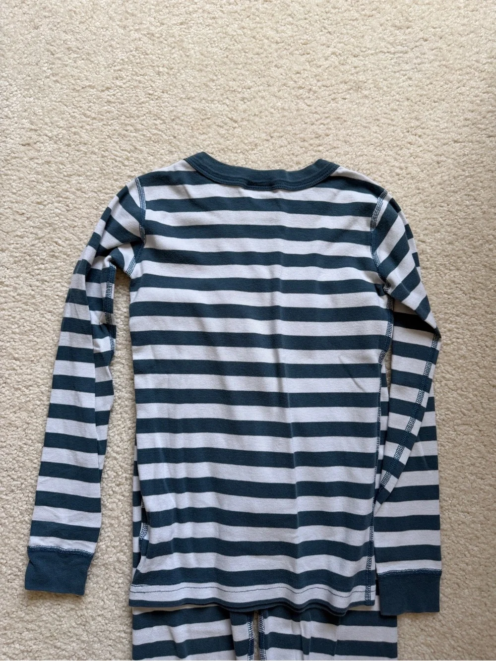 Hanna Andersson Long Sleeve Striped Pajama Set - light / dark blue